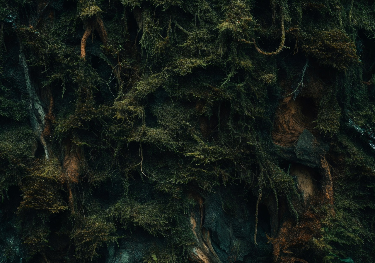 Abstract dark mossy forest texture
